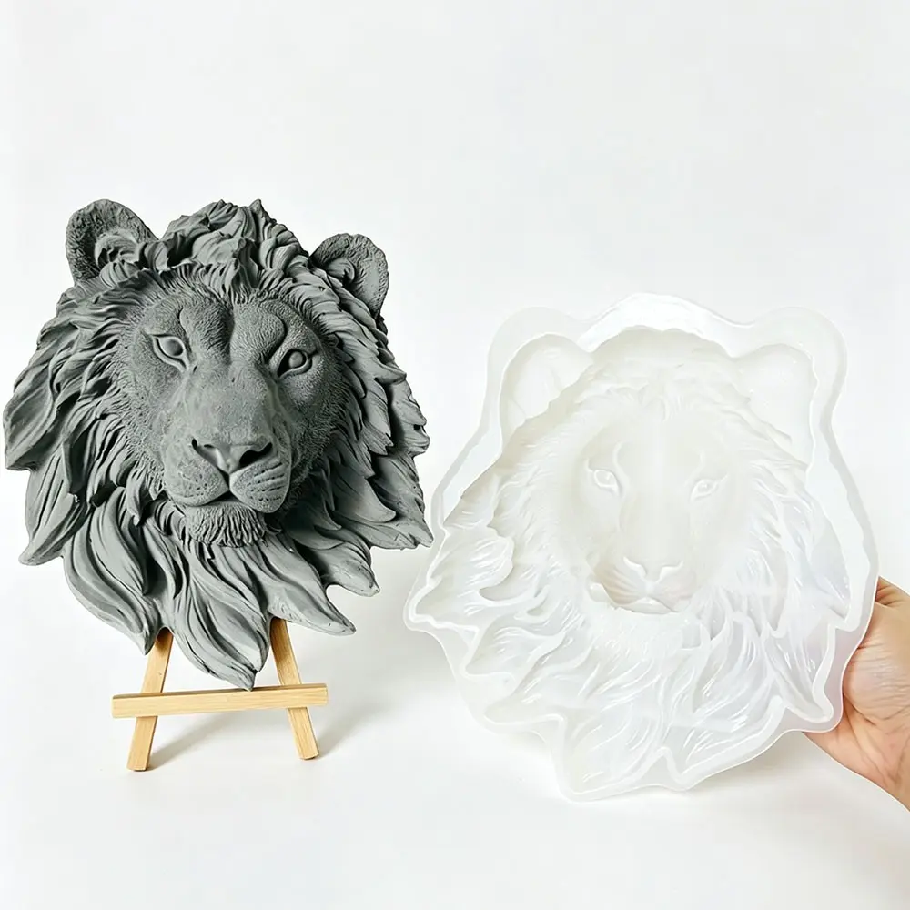 20cm Large Lion Wolf Head Silicone Mold, Wall-Mount Resin Mold, Ideal for Epoxy Gypsum Cement Art Decorations, Craft Supplies