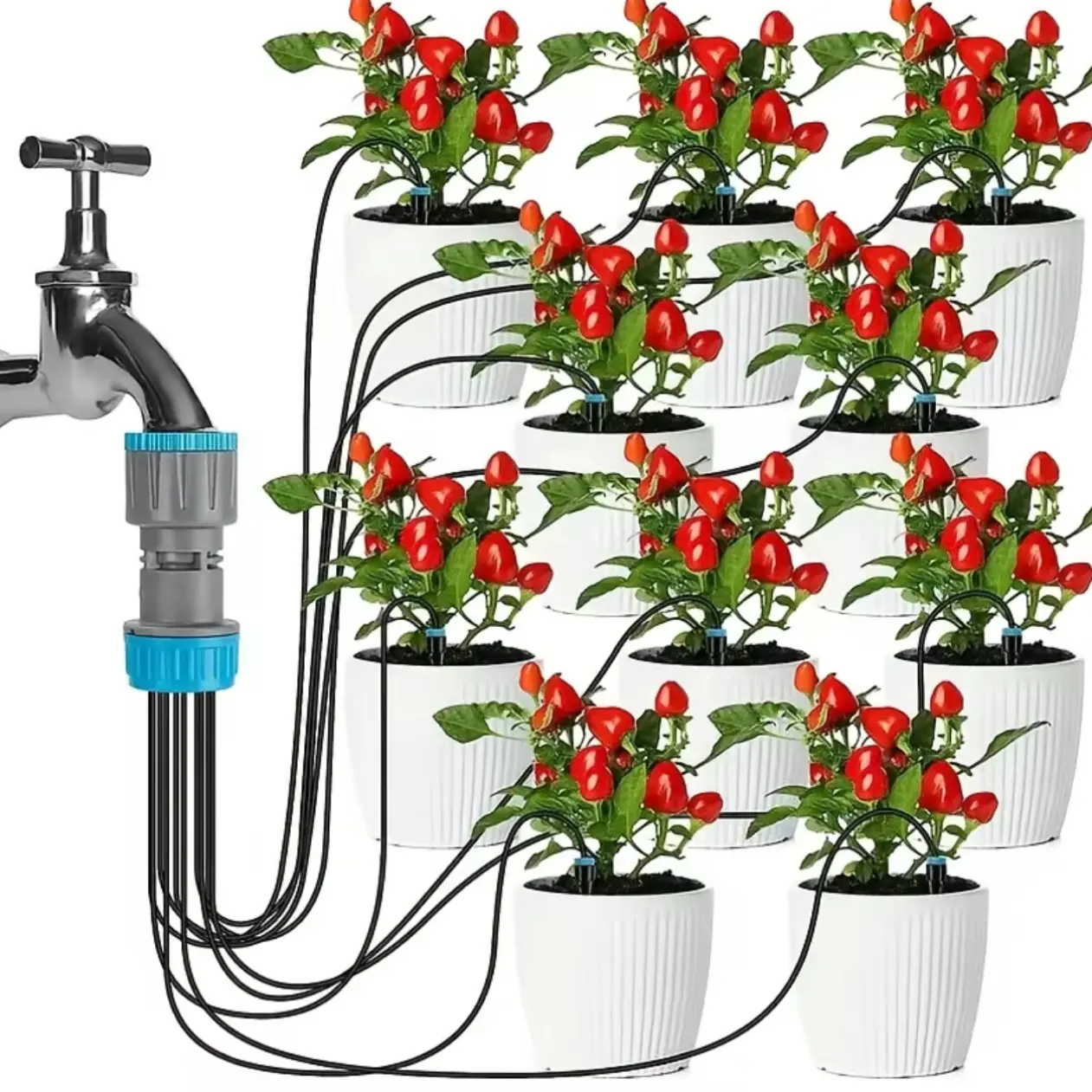 Garden Automatic Watering Device, Gardening Irrigation System, Watering Systems, Watering Tool, Drip Seepage Device with 10 Dripper Head Kit for Greenhouse Balcony Pot Plants