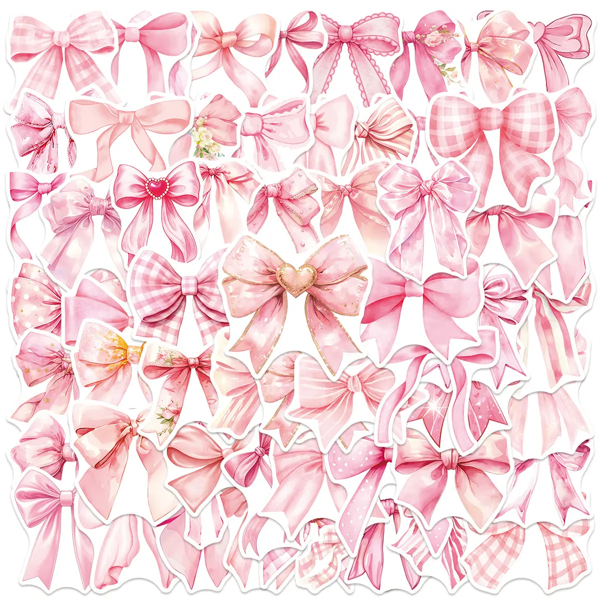 50pcs Pink Bow Stickers, Decals Stickers, Office Stickers, Suitable for Scrapbooks, Diaries, Laptops, Water Bottles, Cars, Car Decorations, Etc. A Gift with A Positive Message and A Design Based on Faith.