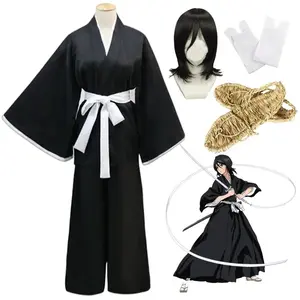 Anime Bleach Kostuum Kuchiki Rukia Cosplay Rukia Kuchiki Pruiken En Kimono Uniform Sets Die Pa Kleding