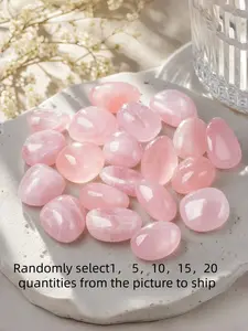 Natural Rose Quartz Polished Stones, 1/5/10/15/20pcs, Decorative Garden Ornaments, Handmade Craftsmanship, Natural Texture & Color Variations