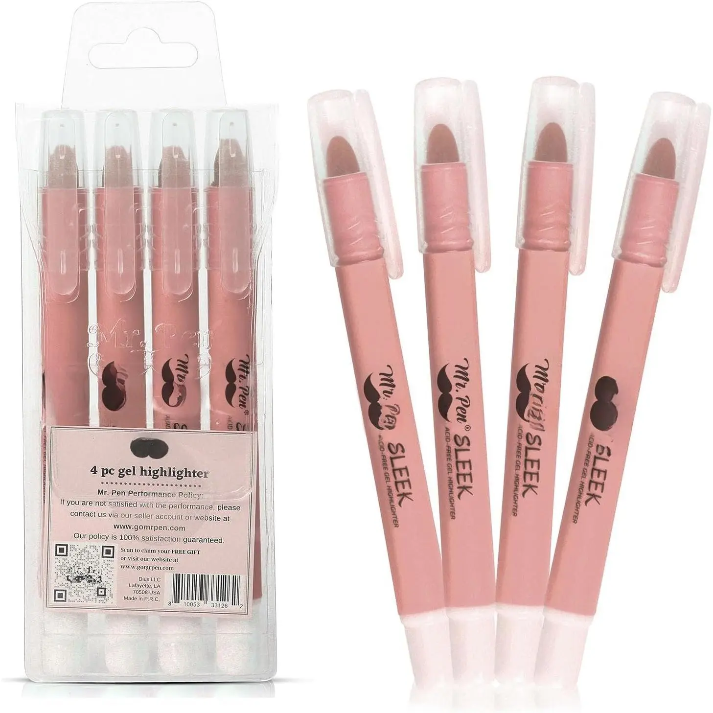 Soft Pastels No-Bleed Gel Ink Highlighters, 4-Pack Twist-Up Markers, Office Stationery for Highlighting Text, Study & Journaling, Highlight Text