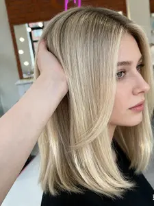 150 Density 14 Inch Ombre Blonde Straight Wig, 100% Human Hair, 13x4 Lace Front Pre-Trimmed Soft Wig, Natural Look, Easy to Wear