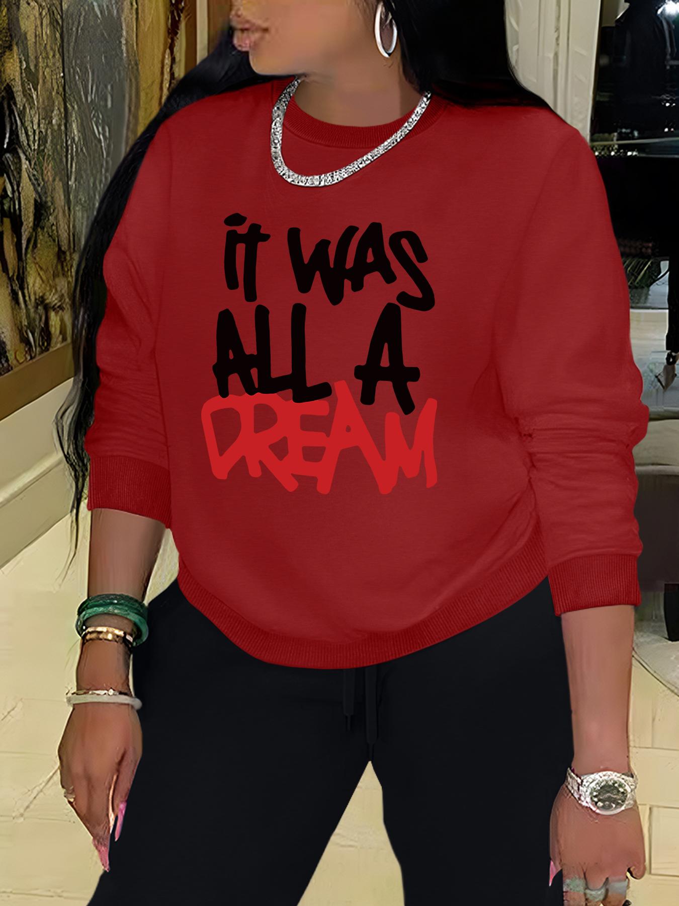 Women's Letter Print Crew Neck Sweatshirt, Casual Long Sleeve Pullover for Fall & Winter, Women's Clothes for Daily Wear