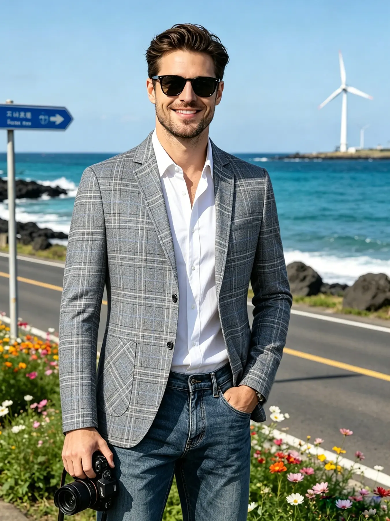 Men's New 2026 Casual Business Meeting Commute Solid Color Comfortable Durable Notch Lapel Button Suit Jacket, Stylish and Practical Outerwear
