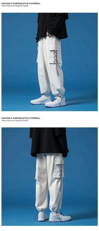 Kyn Apparel Spring Summer Casual Sport Cargo Baggy Sweatpants Men Harajuku Lightweight Joggers Pants Straight Apicot White Wide Trousers