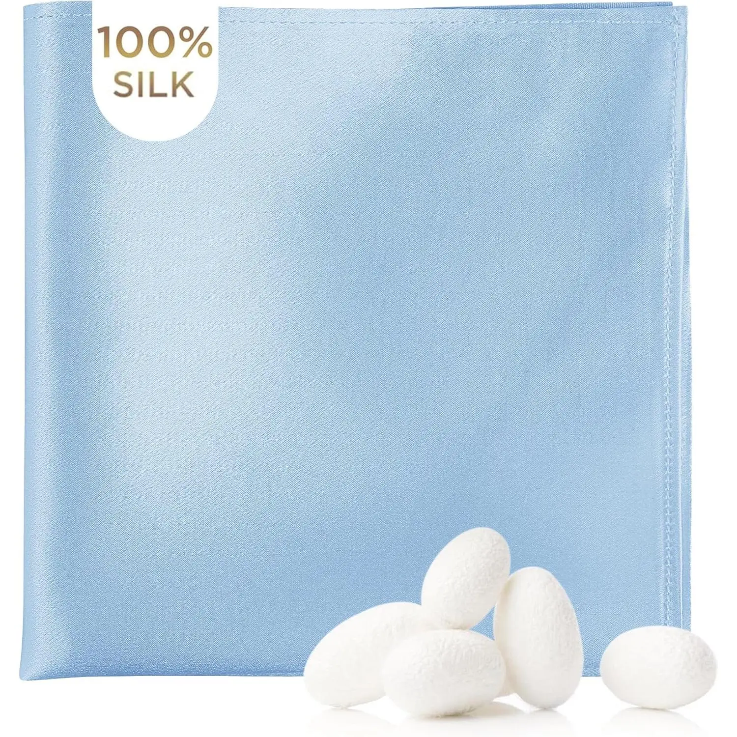 Male 100% Silk Plain Solid Light Blue Pocket Square, 11x11 inch Formal Handkerchief for Tuxedo Suits, Weddings, Proms