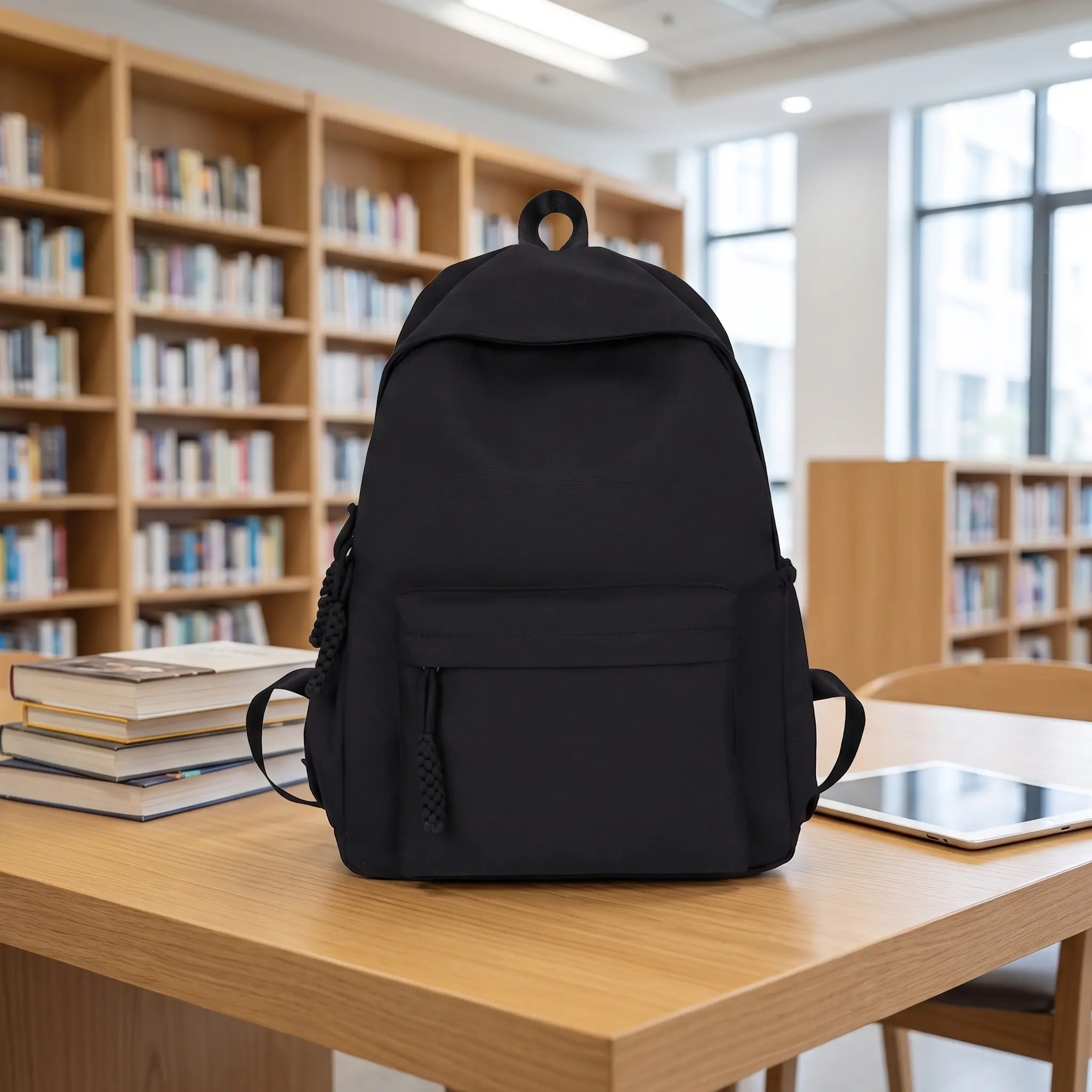 Urban Minimalist Backpacks for School, Solid Nylon Large Capacity Daypack for Teens, Breathable & Lightweight for Travel, Unisex