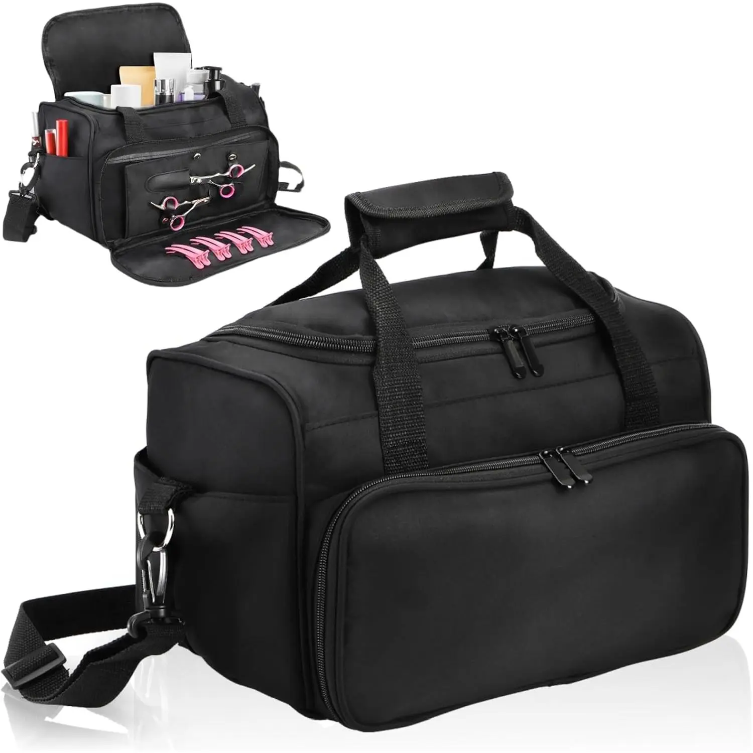 Hairstylist Travel Bag, Large Capacity Hairdresser Bag with Divider, Sturdy Barber Case Holder for Hair Stuff, Professional Cosmetology Organizer for Curling Iron Hair Straightener SuppliesGift.