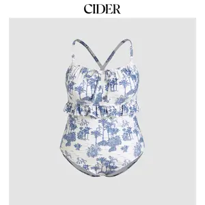Cider Floral Knotted Shaping One Piece Swimsuit Curve & Plus