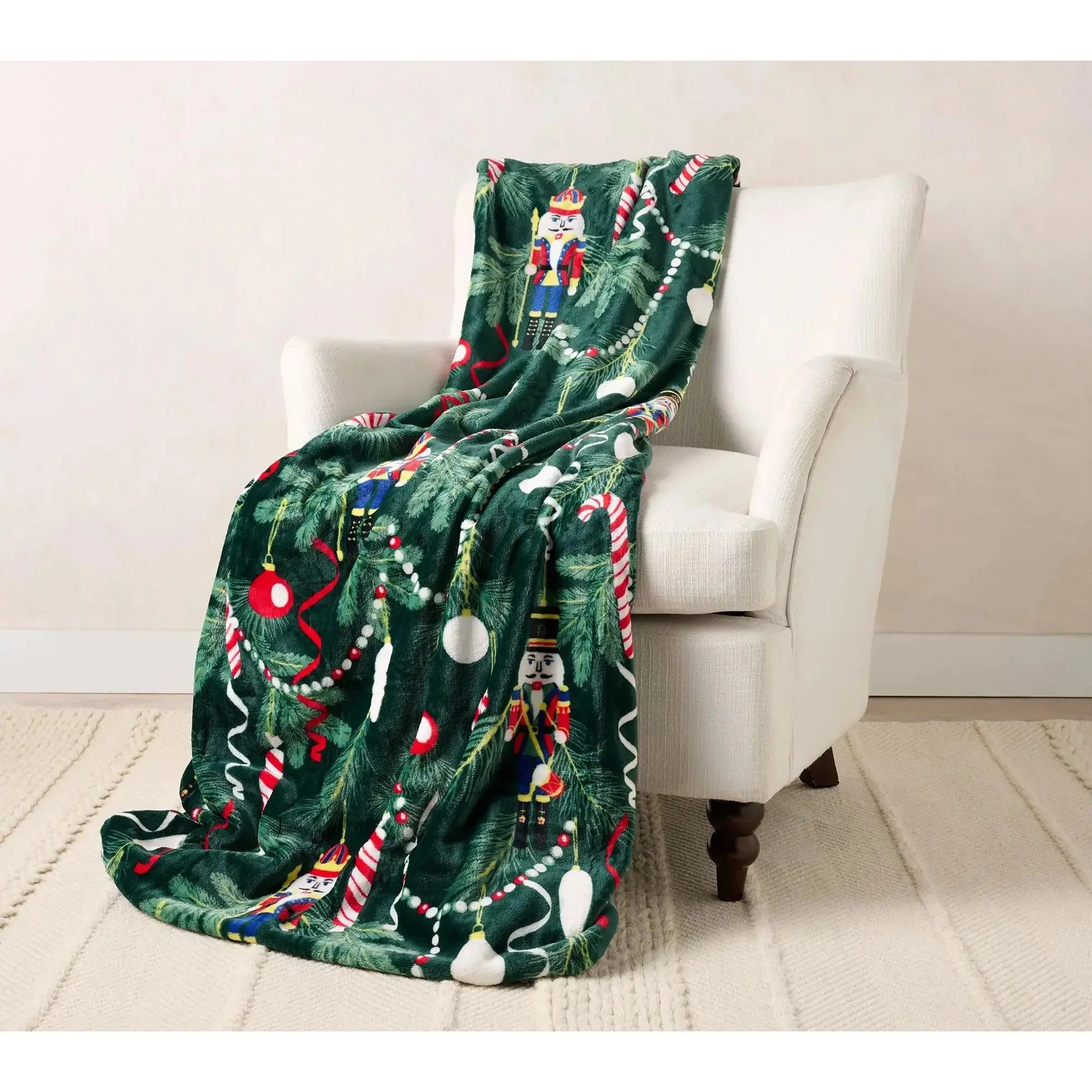 Kringle Express Oversized Holiday Printed Single - sided Flannel Blanket for Christmas Winter Warmth Cozy Bed Living Room Decor Soft Plush Fleece Throw Blankets