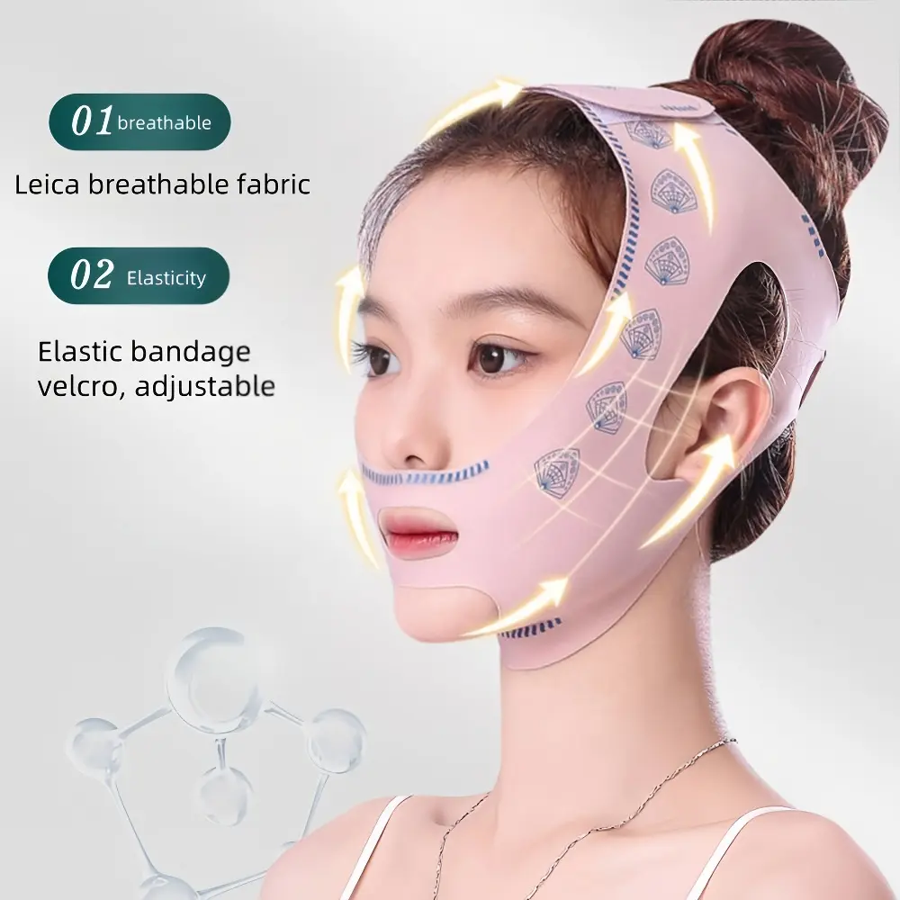 2PCS V-Line Face Lifting Belt, Adjustable Double Chin Reducer Strap, Reusable Jawline Slimming Mask, Face Slimming Shaper for Skin Tightening, Anti-Sagging Beauty Band Day & Night Wear, Facial Tools, Facial Sculpting Tool