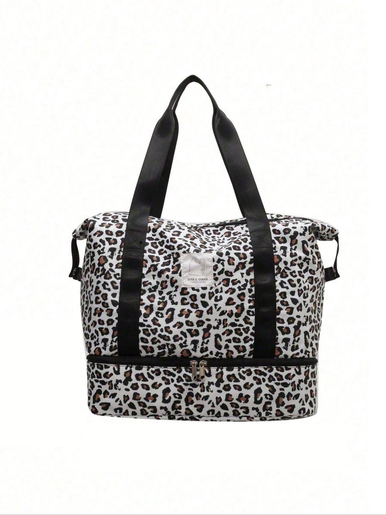 Leopard Print Large Capacity Travel Bag, Lightweight Short-distance Travel Bag, Multi-functional Suitcase Shoulder Bag for Women & Men, Fashionable Patterned Bag, Lightweight Outing Bag, Convenient Carry Bag, Fashionable Duffel Bag, Duffle Bag Travel