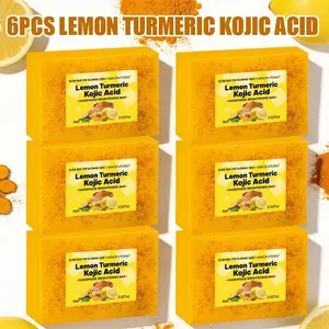 6PCS Lemon Turmeric Soap Cleanser with Salicylic Acid, Blemish Care, for Face and Hand Washing, Deep Cleansing, Softens Skin, Brightens and Whitens, Hydrates and Moisturizes, Suitable for All Skin Types