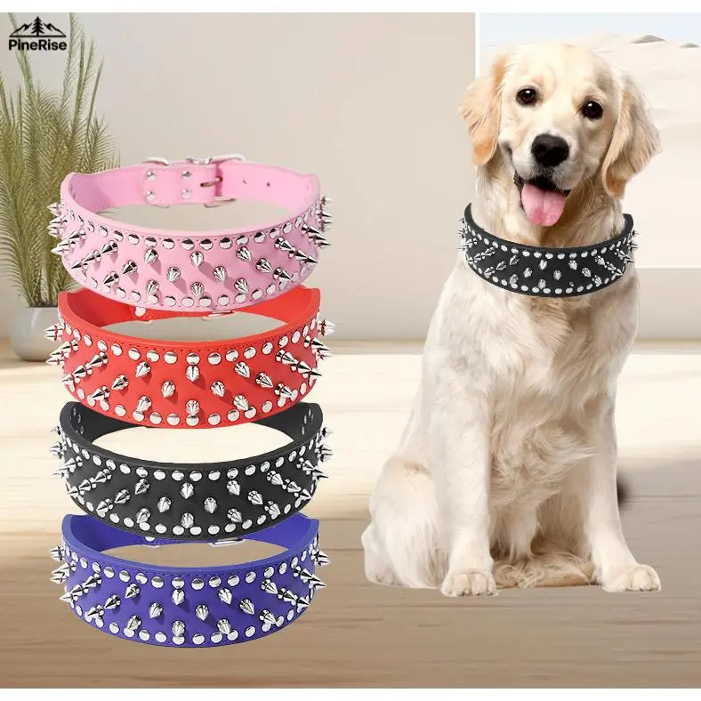 Studded Spiked Metal Dog Collar with Bell - Anti-Bite Rivet Neck Strap, Secure Fit Durable Walking Accessory for Medium Pets (Indoor Leisure, Home Training)