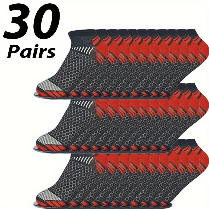 30Pairs Unisex Youth Crew Socks, Polyester Knit Fabric, Low Cut Ankle Boat Socks for Teens Basketball, Volleyball, Football - Soft, Breathable, Hand Washable, Suitable for All Seasons