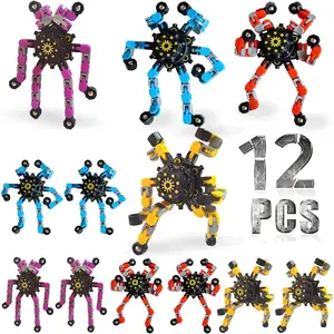 12 Pack Funny Sensory Fidget Toys,Deformable Chain DIY Robot Spinners Fingertip Stress Relief Gyro Toy Birthday Gifts Easter Basket Goodie Bag Stuffers Classroom Prizes Party Favors for Kids Adultsfidget toys
