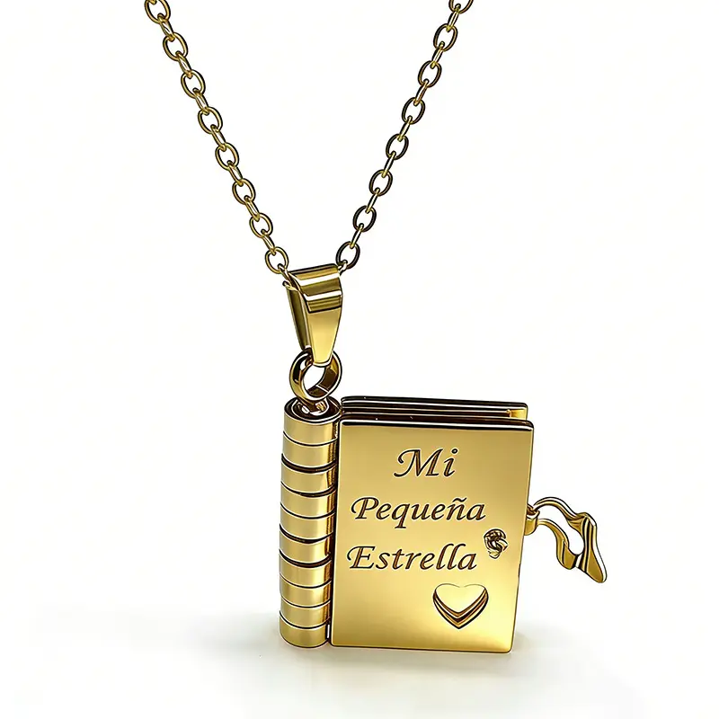 Soco Hot-selling Titanium Steel Engraved Book Necklace DDQX0002, Heart Love Letter Envelope Scratch-Free Clavicle Chain