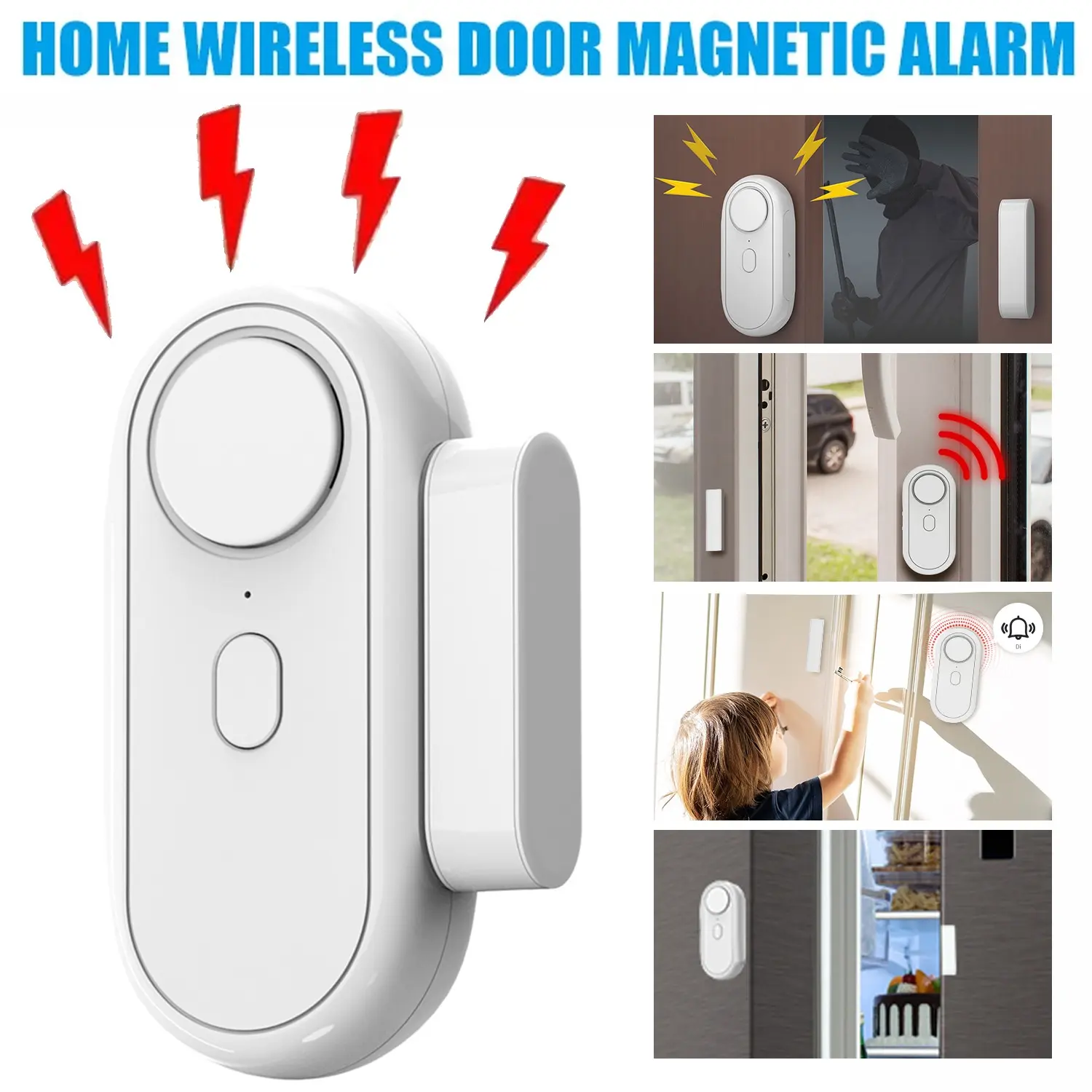 120db Window Alarm System, 6 Modes Security Alert & Doorbell Sound, Magnetic Sensor, Wireless Home Safety Device, Easy Install, Childproof