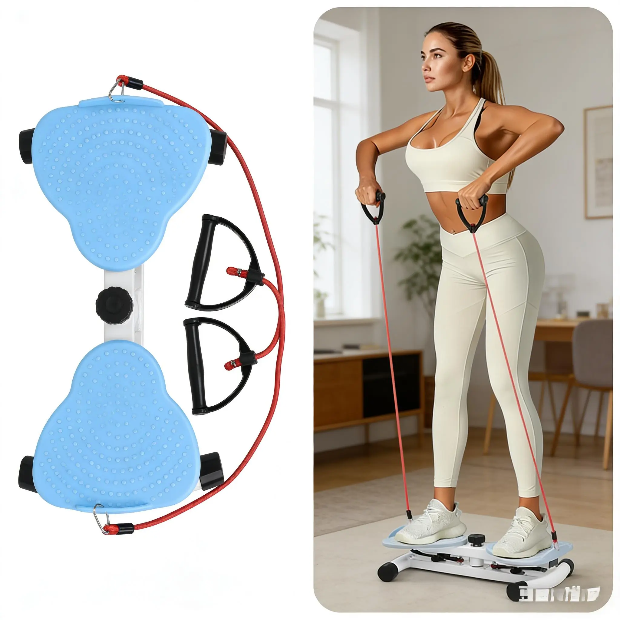 Comprehensive Trainer, Quiet Home Twisting Stepper with Resistance Bands, Acupressure Foot Massage Nodes, Compact Fitness Equipment for Home & Office, Holiday & Birthday Gifts