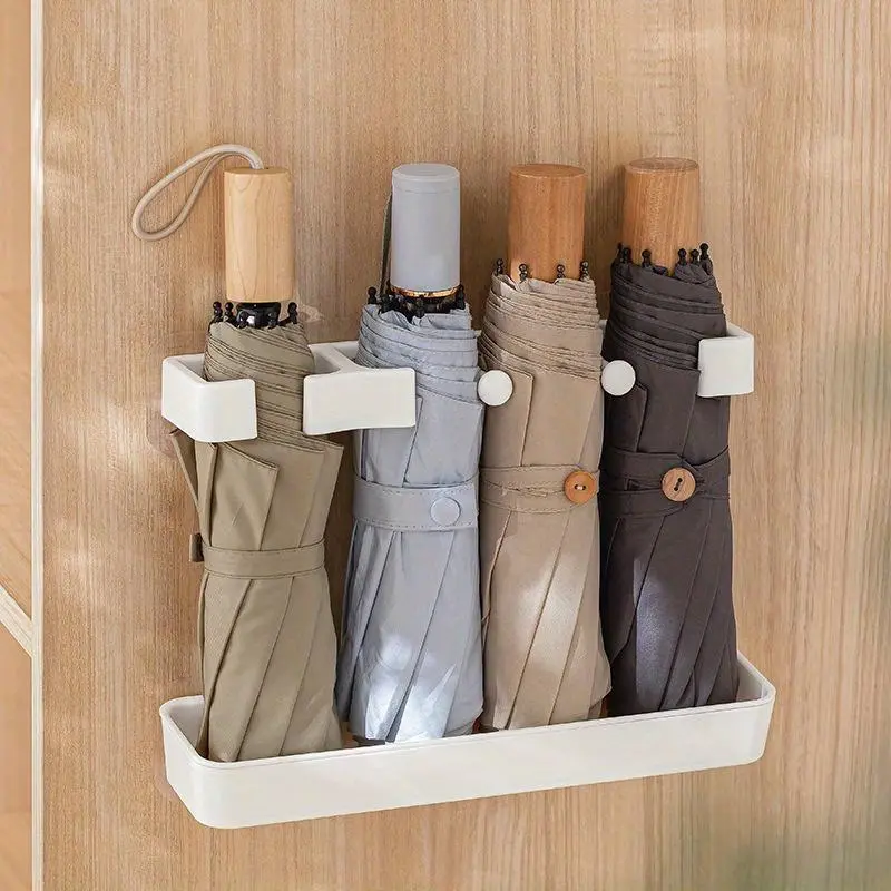 Umbrella Stand Indoor Entryway, Wall Mounted Umbrella Rack ABS Plastic, Umbrella Organizer for Modern Entryway Decor Drill Free