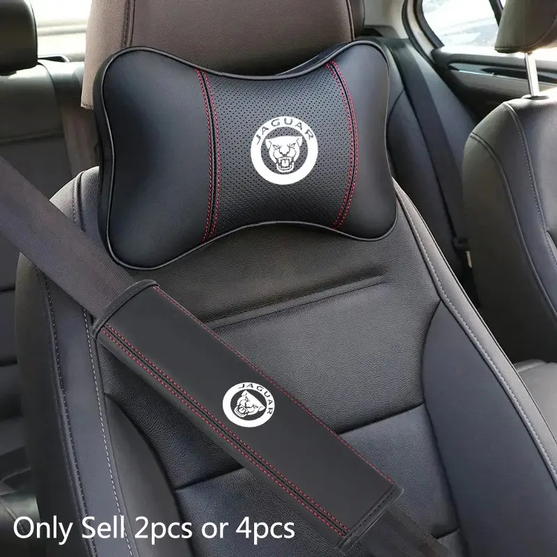 Car Seat Headrest Rest Neck Pillow Cushion Seat Belt Shoulder Pad For Jaguar X S F XF XE XJ XK XEL XFL XJL XJ6 XJS XKR XFR F-Type F-Pace E-Pace Auto Accessories