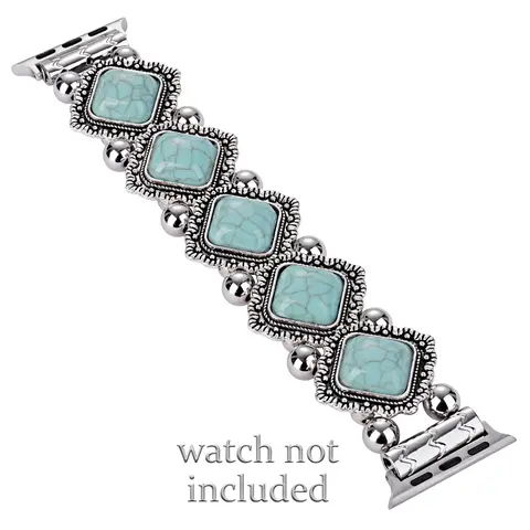 Vintage Turquoise Decor Chain Bracelet, Fashionable Wristband for Apple Watch, Watch Band Suitable for Both Women and Men, Smart Watch Accessories, Compatible with iWatch Series 9/8/7/6/5/4/3/2/1/SE (Band Only)