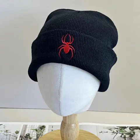 Spider Embroidery Beanie Hat, Street Style Beanie Hat for Men & Women, Fashion Accessories for Daily Wear, Adjustable Streetwear Hat