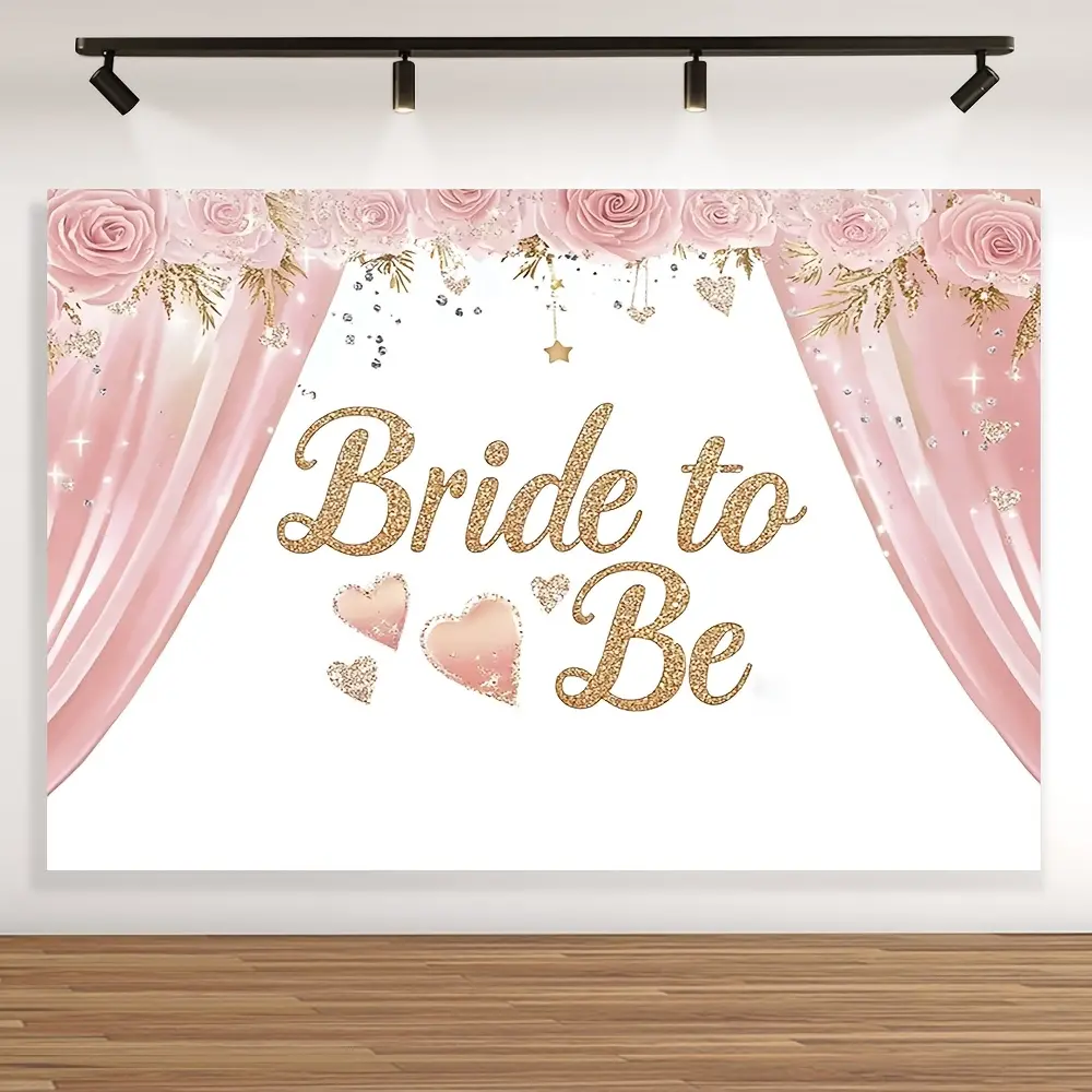 Elegant Bride-To-Be Polyester Wedding Backdrop Cloth Banner - Lightweight Home Decor Tapestry, Room Wall Decoration for Photo Booth, Ceremony, Gift with Storage Bag
