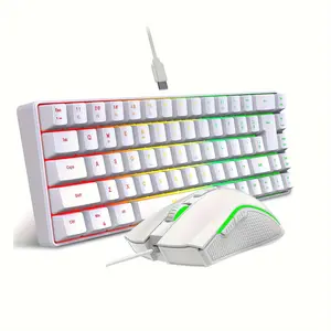 Hxsj-68 Key Wired Membrane Keyboard + Wired Mouse Set, Ideal for Gaming and Office Use, Durable Design for Daily Tasks