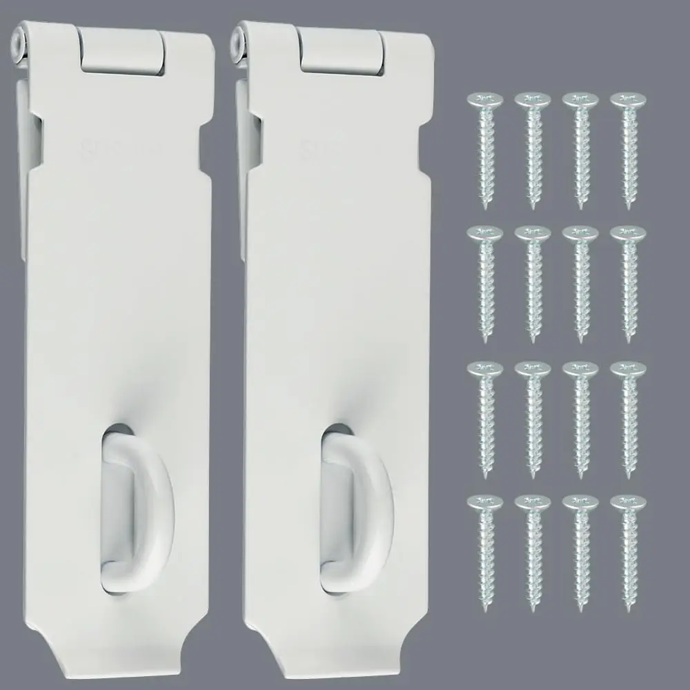 2 count Door Hasp Latch Lock,5 Inch SUS 304 Stainless Steel Safety Packlock Clasp Hasp Lock Latch with Fixing Screw for External Doors Window Cabinet  Cage, MS9W-2P-5C