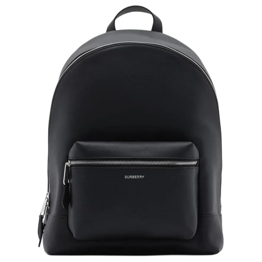 Burberry Leather Backpack for Men – Adjustable Woven Strap, Zip Closure, Navy Blue