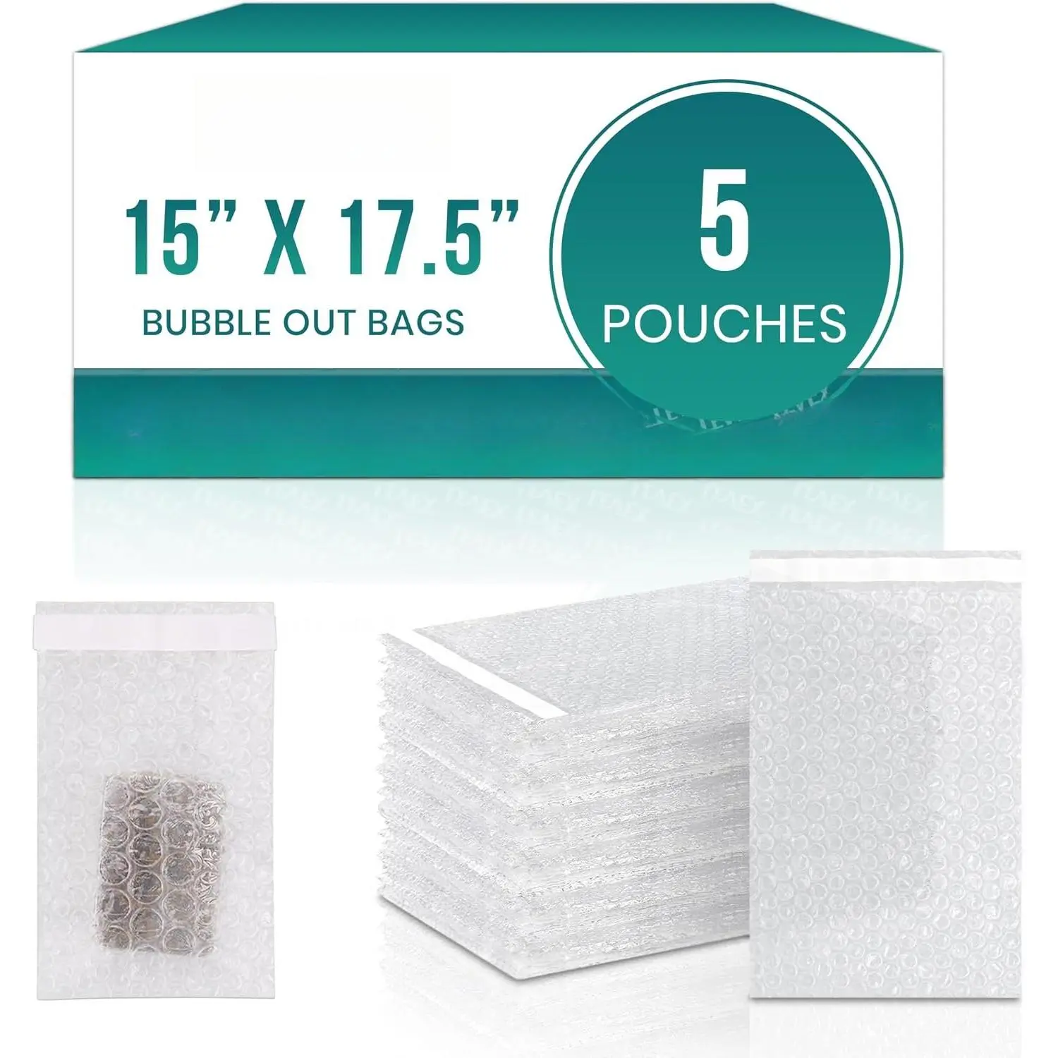 - 15" x 17.5" [5 Pack] Clear Self-Sealing Bubble Out Pouches Bags, Bubble Cushion Wrap Bags for Storage, Packing, Shipping & Moving