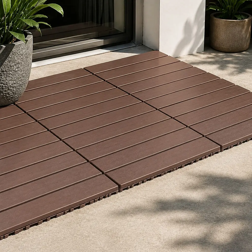 ARCH Brown Plastic Interlocking Deck Floor Tiles - 22-Pack, 12"W x 24"D x 0.78"H, 1.50 lb Each, 44 Sq Ft, Easy DIY Snap-Together Installation for Patios, Balconies