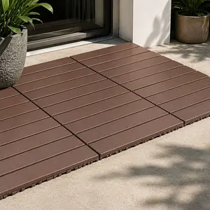 ARCH Brown Plastic Interlocking Deck Floor Tiles - 22-Pack, 12"W x 24"D x 0.78"H, 1.50 lb Each, 44 Sq Ft, Easy DIY Snap-Together Installation for Patios, Balconies