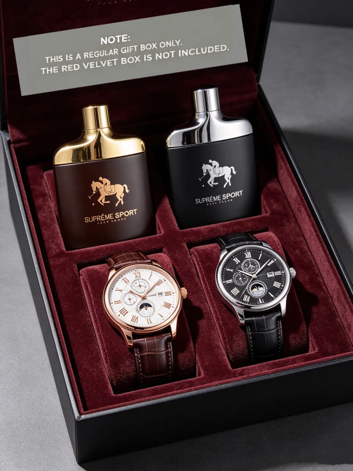 Men Luxury Watch & Perfume Gift Set Christmas Birthday Gift For Boyfriend Dad Premium Leather Wristwatch Fragrance Box Present