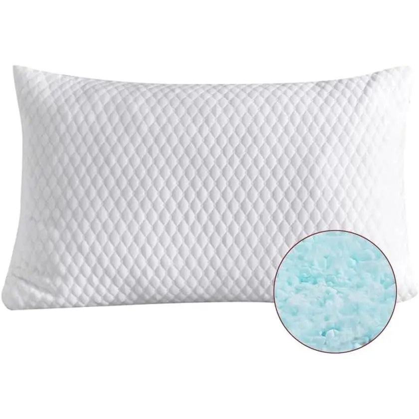Shredded Memory Foam Bed Pillows for Sleeping Standard Size, with Washable Removable Hypoallergenic Sleep Pillow for Back and Side Sleeper