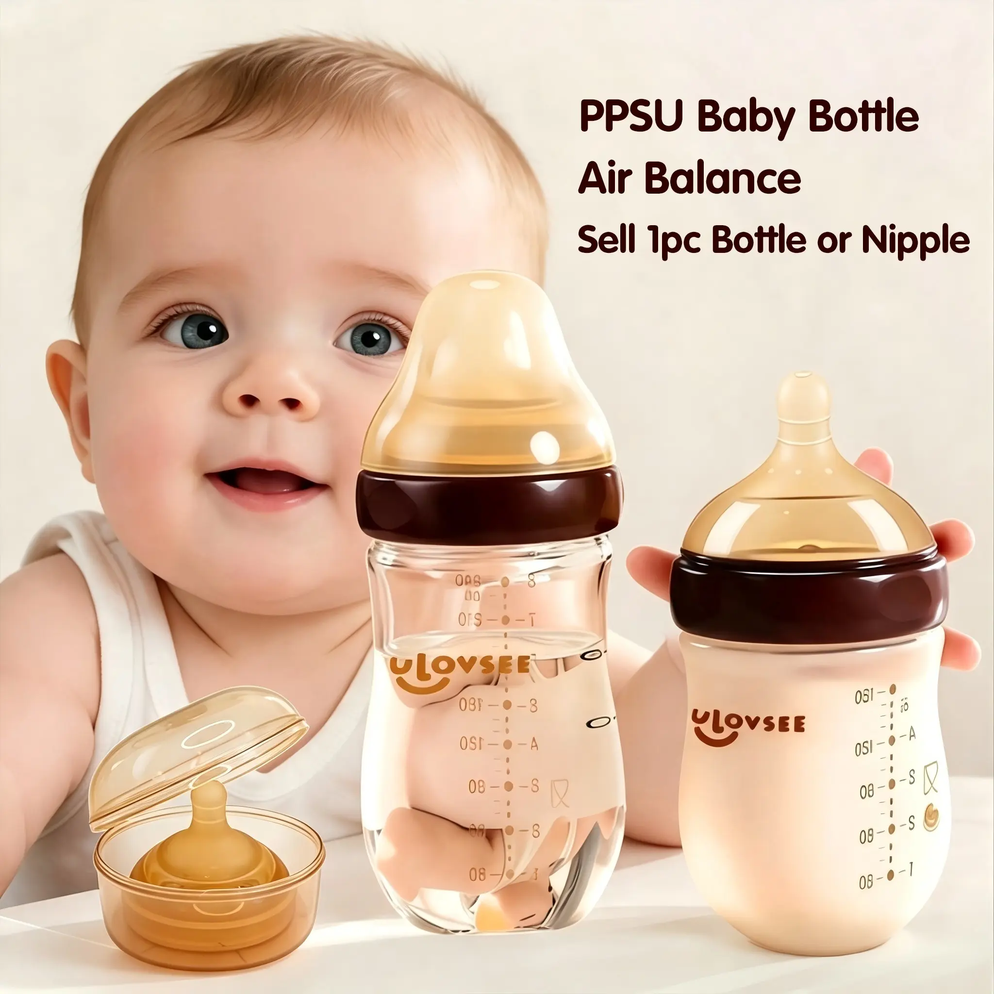 5oz,8oz Ppsu Baby Bottle and Nipple, Wide-Neck Feeding Bottle, Milk Bottle with Bottom Air Balance Hole, Easy to Clean, Perfect Gift for Newborn