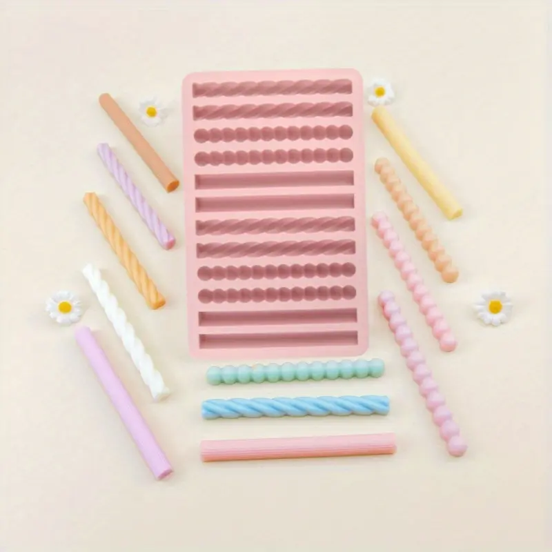 12-cavity 3D multi-functional long strip biscuit cake mold, soft candy silicone mold, ice tray mold, food-grade baking utensil, multi-purpose mold design, Molds For Baking | durable silicone material