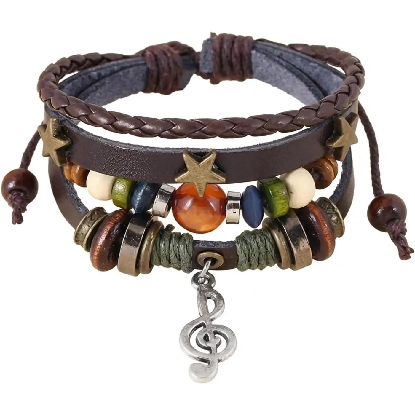 Note Bracelet, Grunge Bracelets & Hippie  for Women Men, Boho Leather Wristband, Bohemian   Accessory, Fairycore Aesthetic Y2K