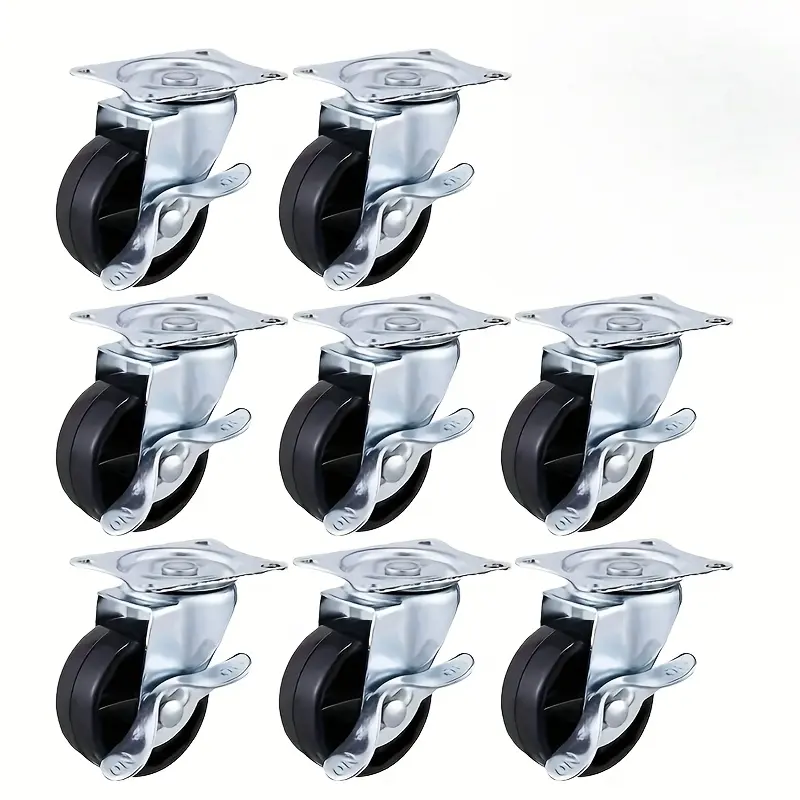 8 Pack 2 Inch Heavy Duty Swivel Casters Rubber Tire 360 Degree Rotation Smooth Moving Casters With Mounting Screws Fit For Furniture Tool Cabinet Workbench Garage Workshop