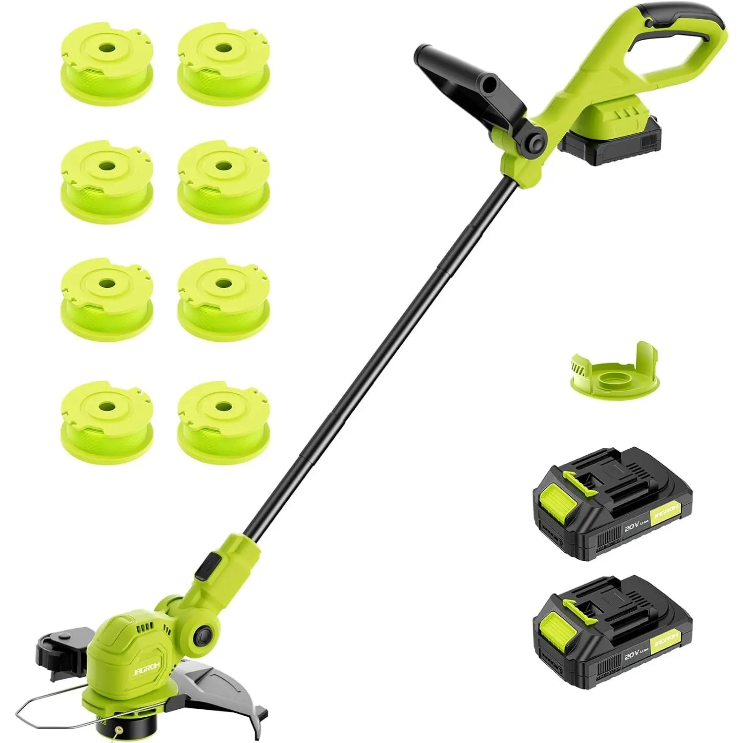 12-inch 20V Cordless String Trimmer with Charger, 2 X 2.0Ah   Weed Wacker Weed Eater with Auto Line Feed, Lawn Edger with 8 count Grass  Spool Line and 2 Spool Cap