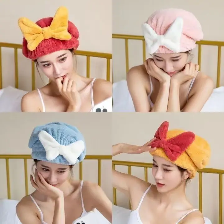Women's Plush Look Cute Princess Hat - Microfiber Dual-Use Quick-Dry Shower & Night Sleep Hair Bonnet, Accessory
