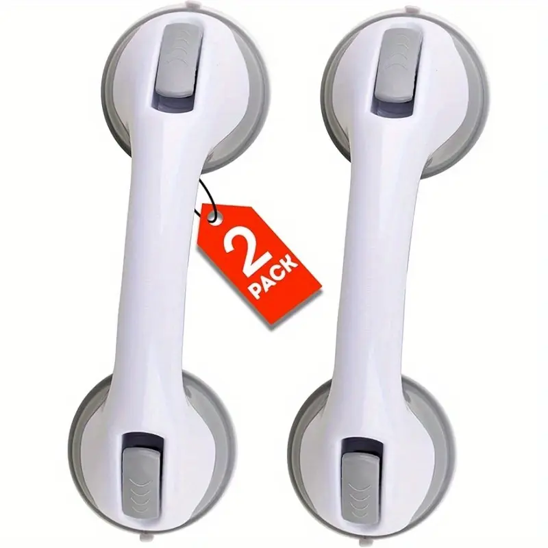 2 bathtub shower suction cup handrails, suitable for bathtub and shower, Home suction cup handle, elderly safety bathroom shower grip - balance assist, only suitable for tiles, glass, and hard plastic