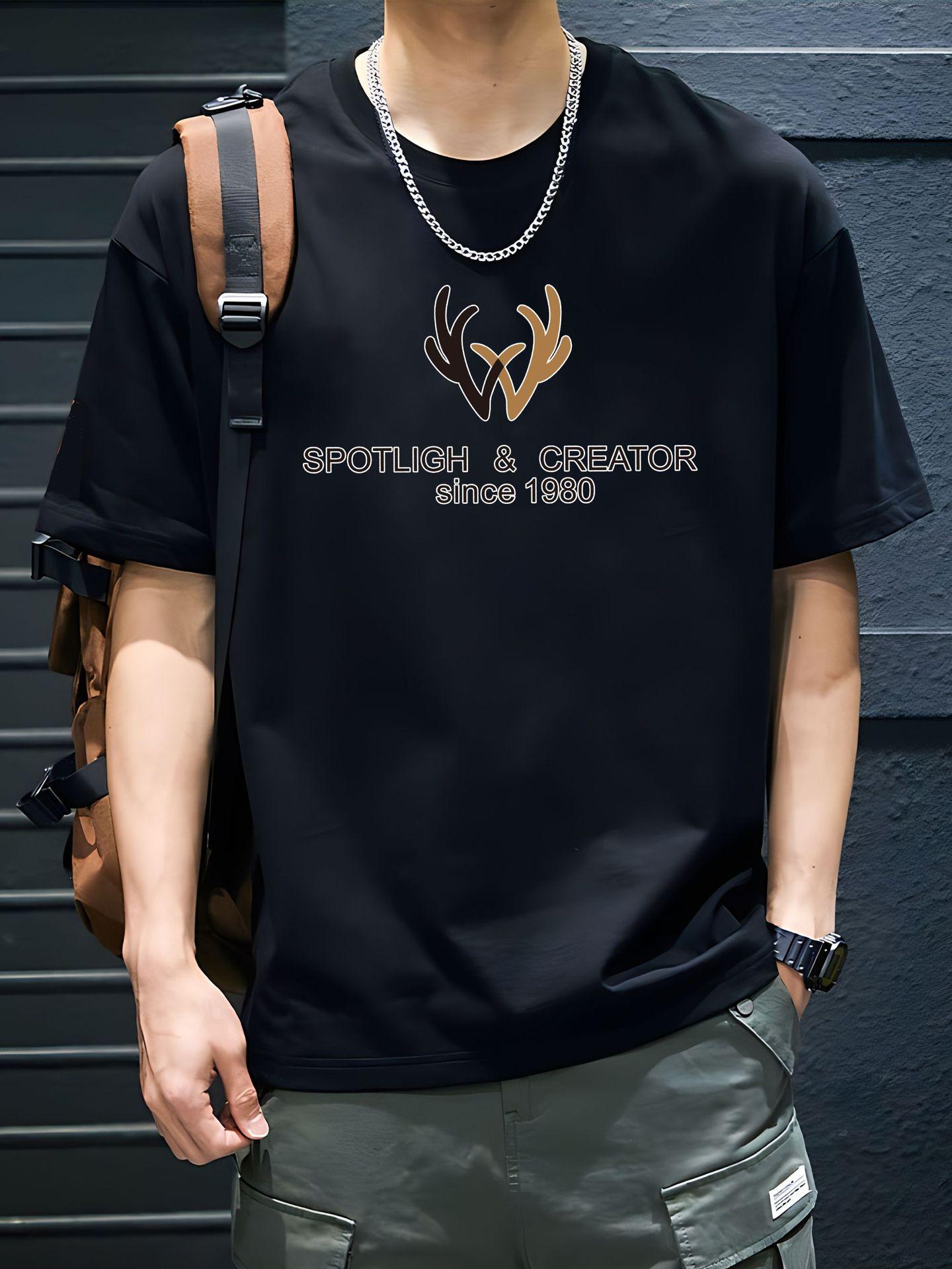 Men's Pure Cotton Short-Sleeve T-Shirt - Loose Fit, Crew Neck, Streetwear Style. A Versatile & Trendy Summer Essential - E-Commerce Bestseller.