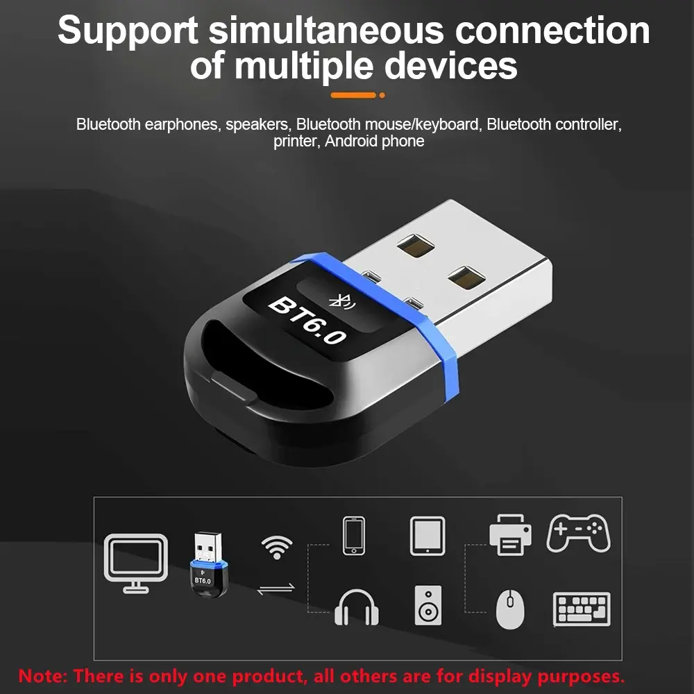 USB Bluetooth 6.0 Adapter Bluetooth5.4 Transmitter Receiver for Wireless Keyboard Mouse Audio Wireless USB Adapter for PC Laptop