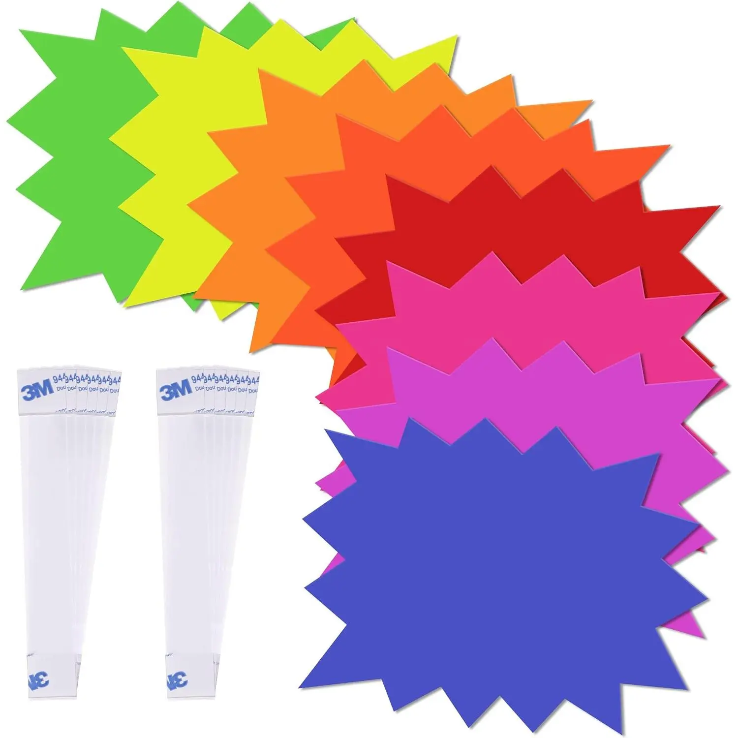 120 count Starburst Signs for Retail, 5*6.6 Inch Fluorescent Garage  Stickers, Multicolor  Signs for Retail Store, Garage  Supplies, including 80 count Yard  Stickers with 40 PVC Sticky Transparent Strip