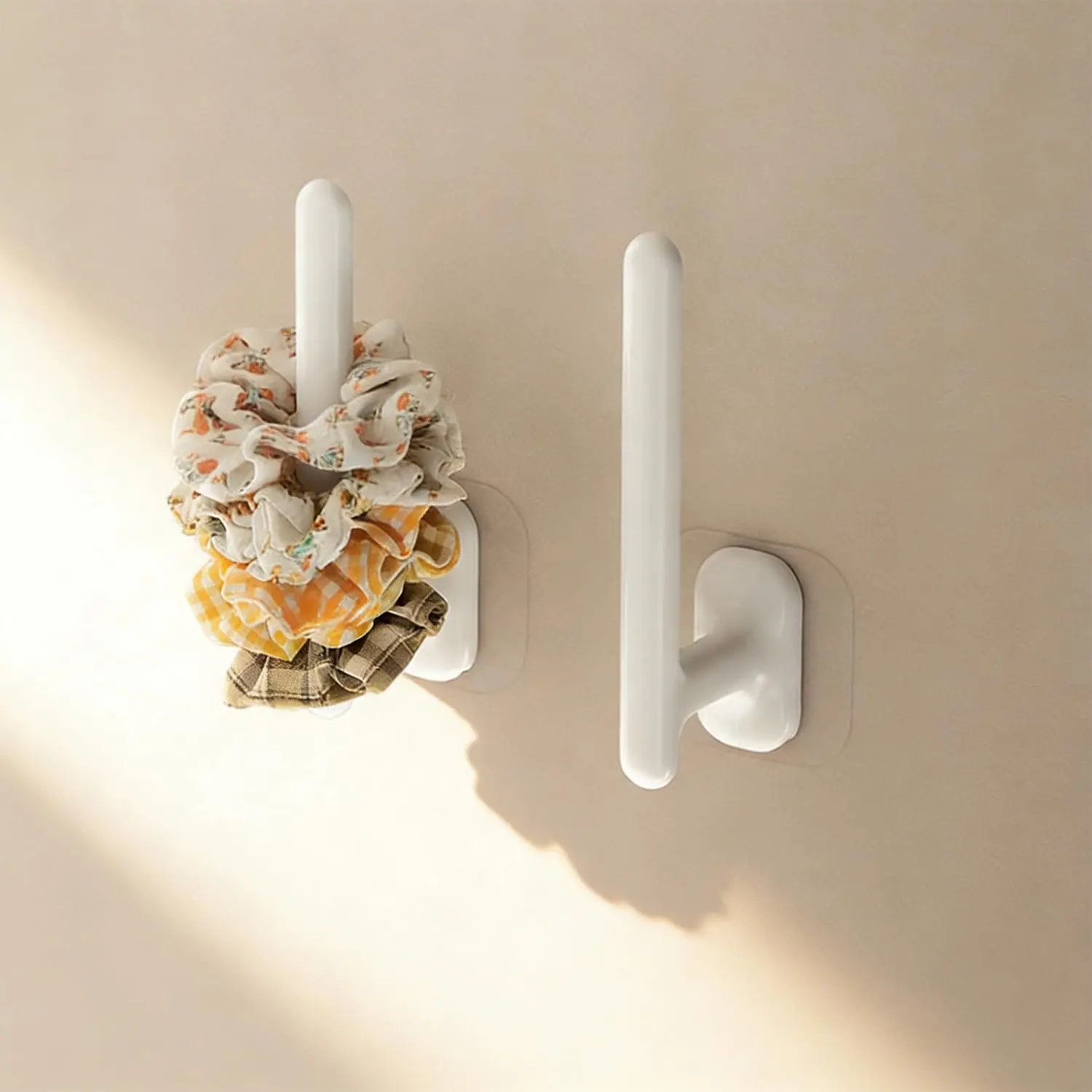 Self Adhesive Scrunchie Holder Wall Mounted, Headband Holder Hair Accessory Organizer for Bathroom, No Drilling Wall  Storage Hook for  Hair Ties, Clips, Hairbands, White(1pcs Short Bar)