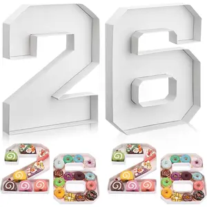 2 Pcs 10" 2026 Graduation Fillable Number Cardboard Charcuterie Tray Large Number Shaped Food Candy Box for School Grad Party Supplies White