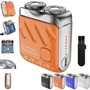 Portable Travel Beard Shaver with Suitcase Storage, Rechargeable Wet/Dry Use, Double-Ring Magnetic Head, Digital Display, Waterproof Smooth Shave